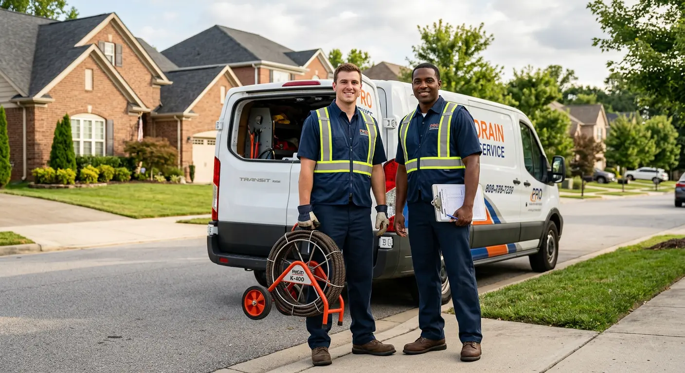 Sewer and drain service team with equipment ready for work in Maryville